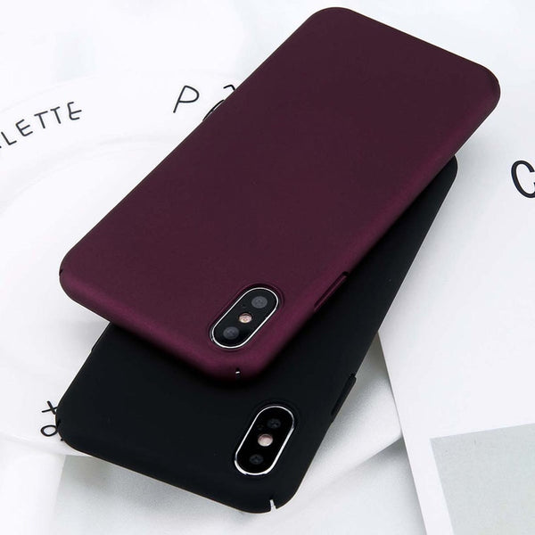 Simple Plain Slim Frosted Hard Back Cover For iPhone