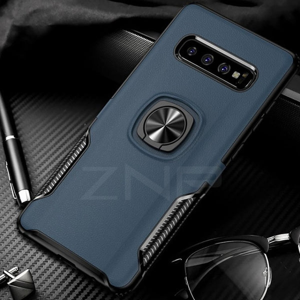 Metal Ring Car Stand Silicone Phone Case For Samsung