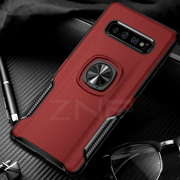 Metal Ring Car Stand Silicone Phone Case For Samsung