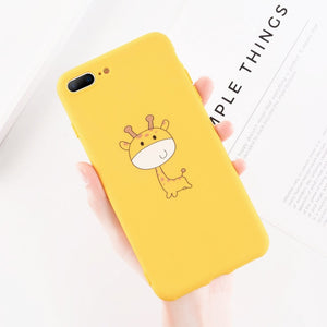 Cute Cartoon Animal Giraffe Cat case For iPhone