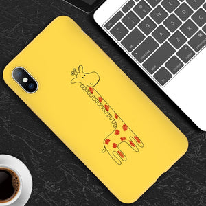 Cute Cartoon Killer Giraffe Cat Soft case For iPhone