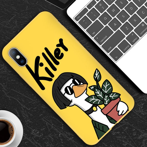 Cute Cartoon Killer Giraffe Cat Soft case For iPhone