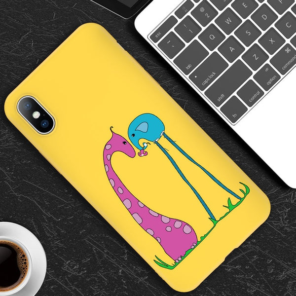 Cute Cartoon Killer Giraffe Cat Soft case For iPhone