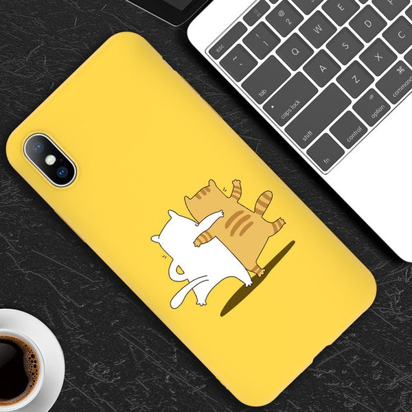 Cute Cartoon Killer Giraffe Cat Soft case For iPhone