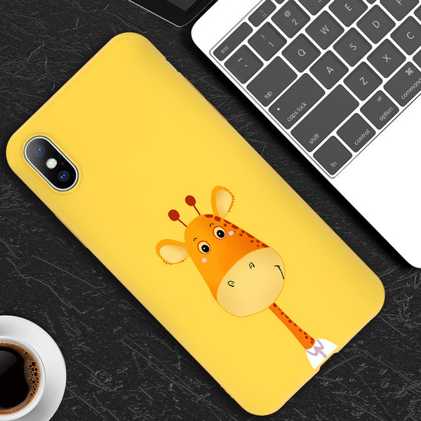 Cute Cartoon Killer Giraffe Cat Soft case For iPhone