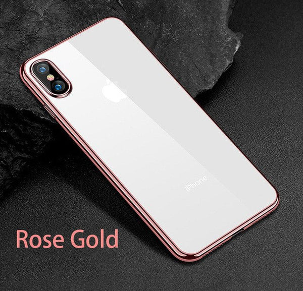 Luxury Case For iPhone - Ultra Thin Crystal Rubber Plating TPU Back Case Cover